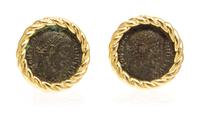A Pair of Yellow Gold and Coin Cufflinks, 16.30 dwts
