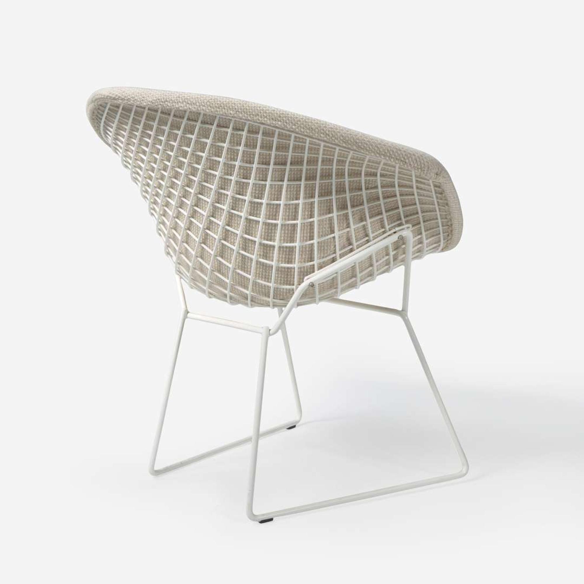 Harry Bertoia (American, 1915-1978) Group of Three "Diamond" Armchairs and Ottoman, Knoll Associates, circa 1953