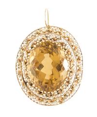 A 14 Karat Yellow Gold, Citrine and Seed Pearl Pendant/Brooch, 13.80 dwts.