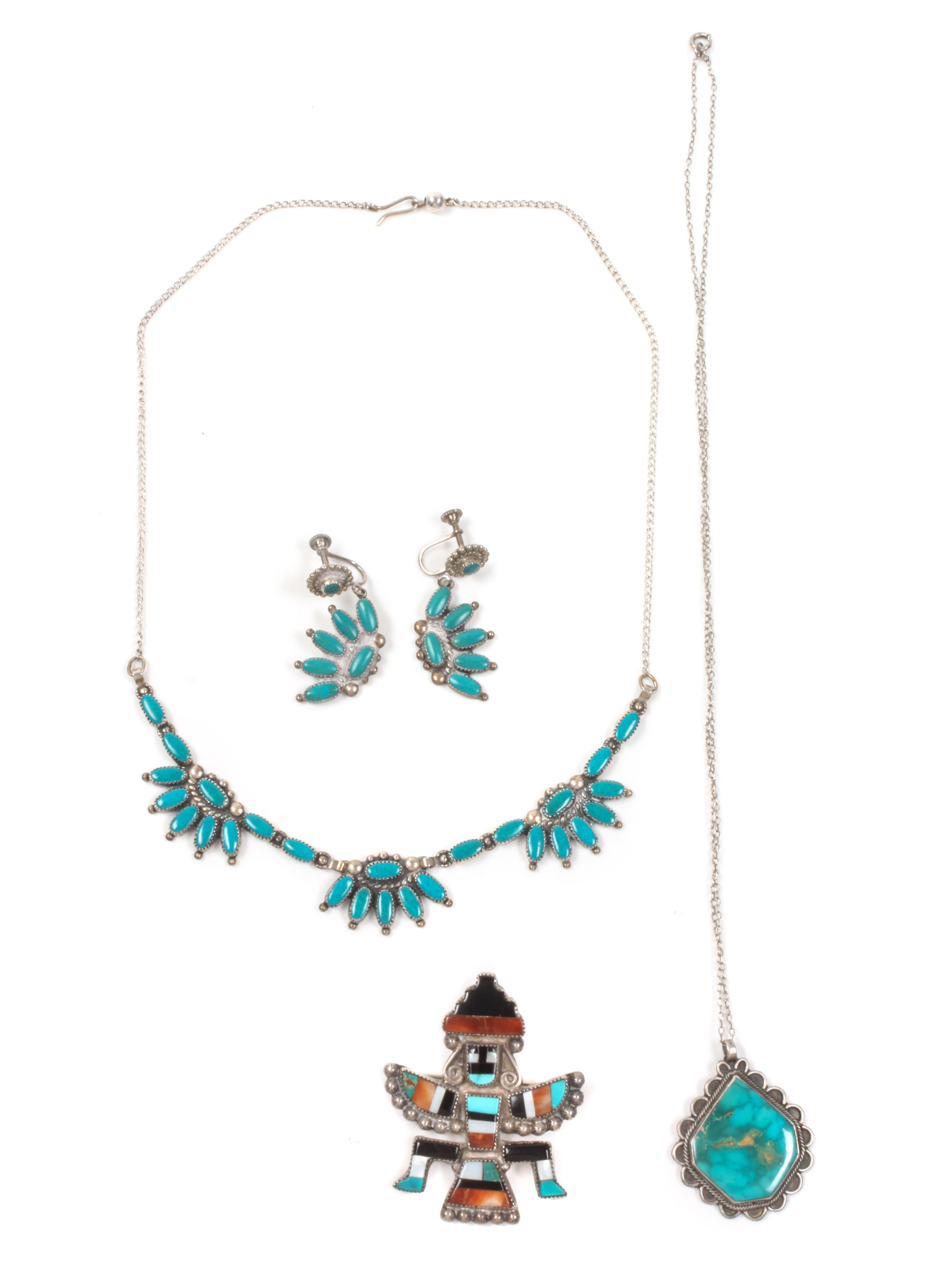Southwestern Silver and Turquoise Necklace Length of necklace 14 inches