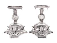 A Pair of English Silver-Plate Épergne Bases with Elephant Decoration