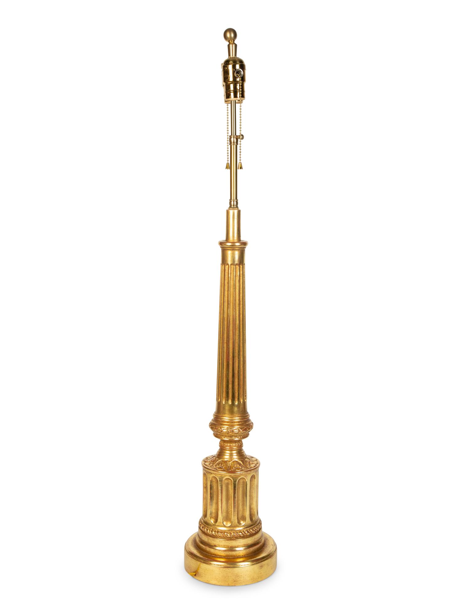 Three Giltwood Columnar Lamps