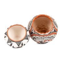Acoma Pottery Jars, with Deer and Bighorn Heartline Designs