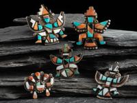 Zuni Silver and Mosaic Inlay Pins/Brooches