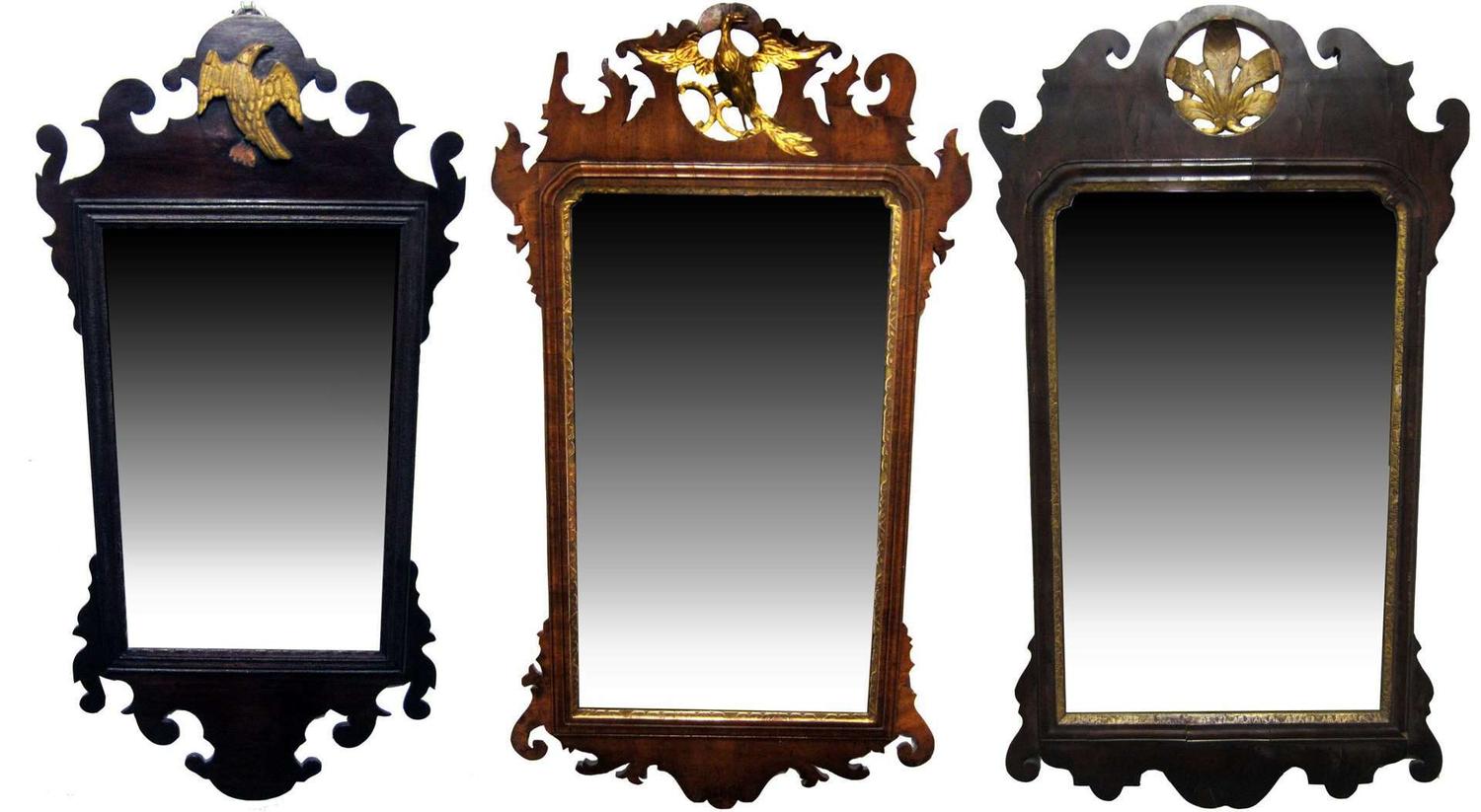 Three Chippendale parcel gilt mahogany looking glasses england, late 18th century