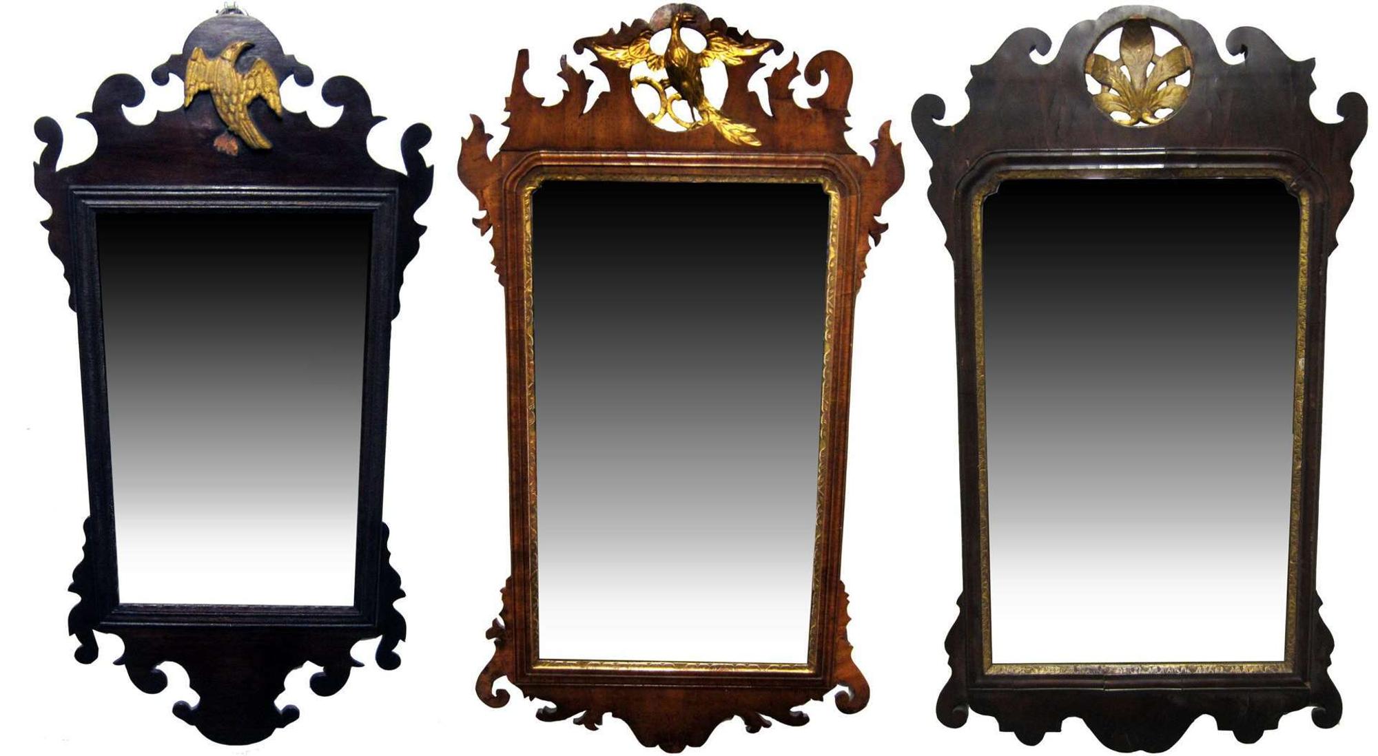 Three Chippendale parcel gilt mahogany looking glasses england, late 18th century