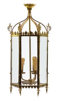 A Brass Three-Light Hall Lantern — LATE 19TH/EARLY 20TH CENTURY