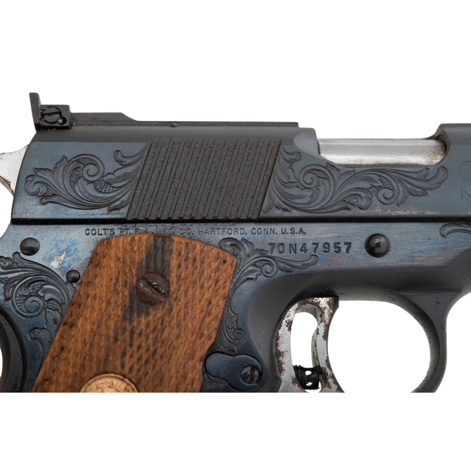 *1 of 2 Consecutively Numbered Colt Custom Shop Engraved Series 70 Gold Cup National Match Pistol in Factory Box