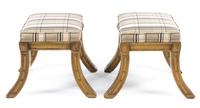 A Pair of Louis Philippe Style Giltwood Stools Height 16 x width 15 1/2 x depth 14 inches. — 20TH CENTURY