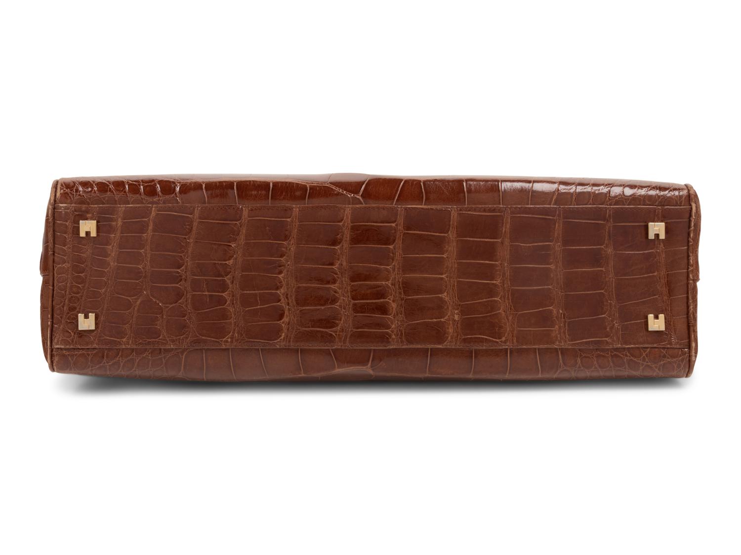 Lambertson Truex Brown Alligator Hinge-Frame Hand Bag