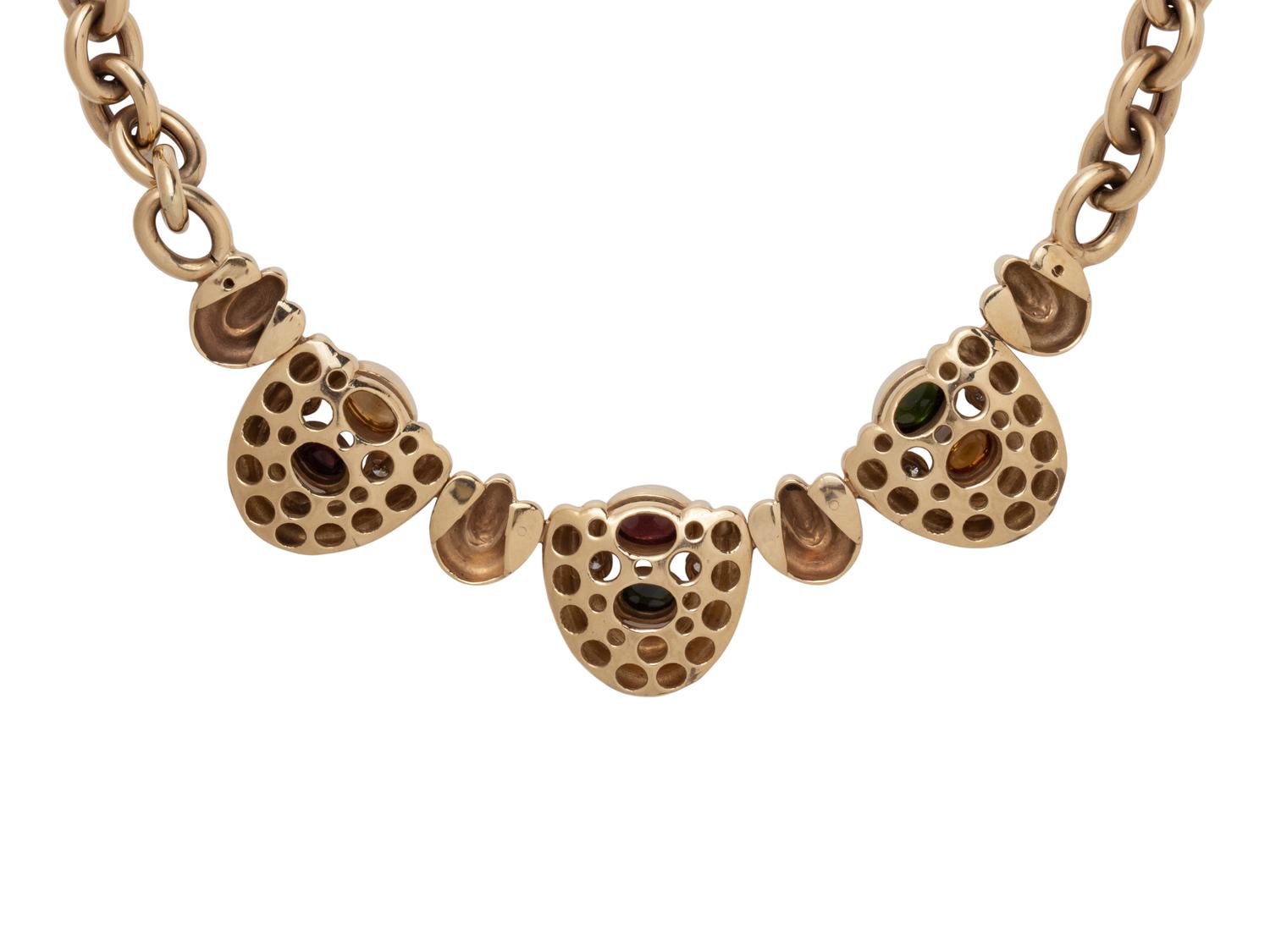 YELLOW GOLD, MULTIGEM AND DIAMOND NECKLACE
