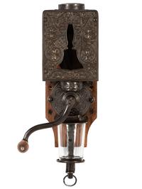 A Bell Cast Iron Wall Mount Coffee Grinder