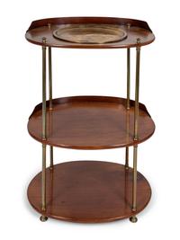 A Regency Style Brass-Mounted Mahogany Three-Tier Stand