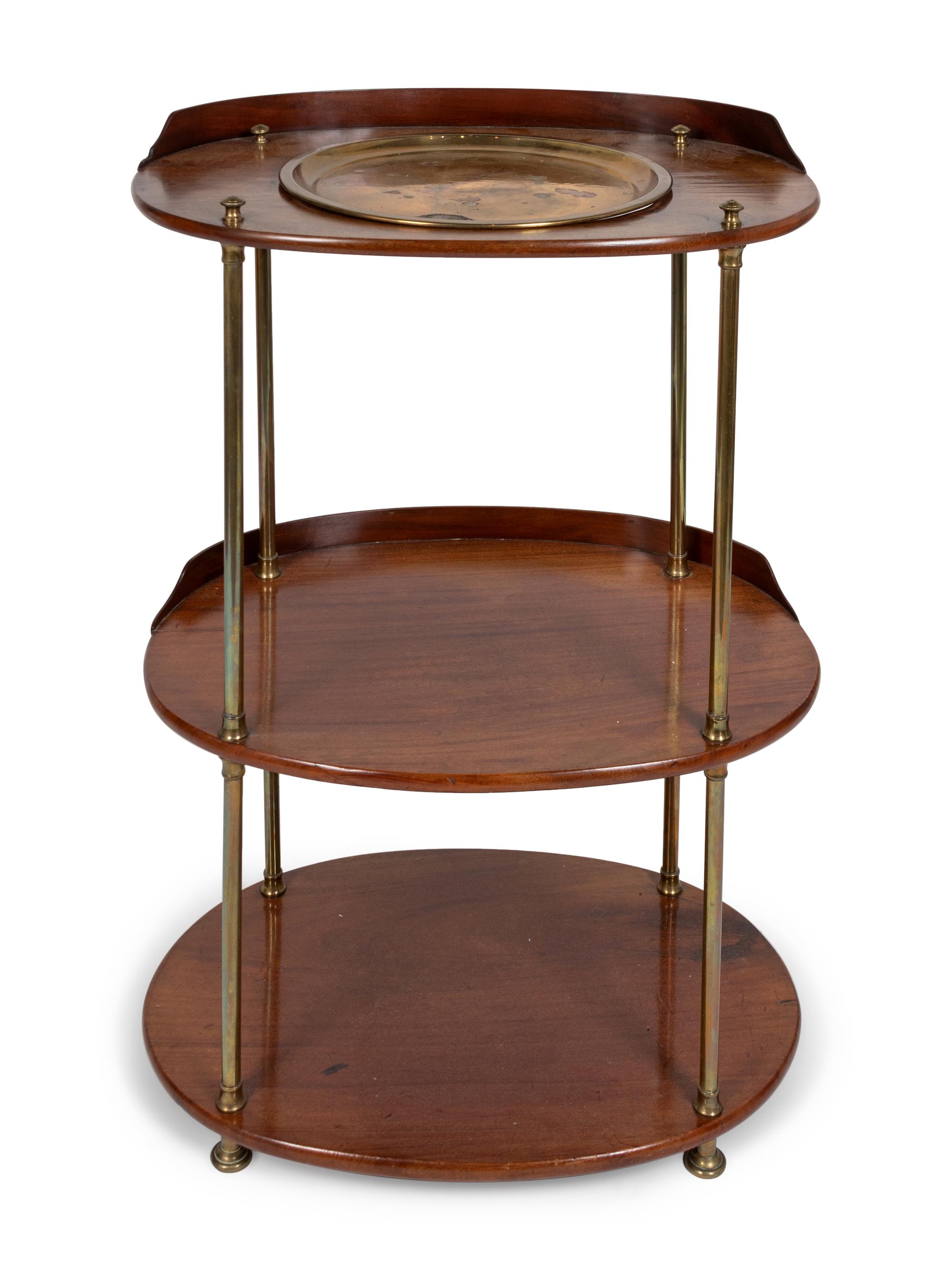 A Regency Style Brass-Mounted Mahogany Three-Tier Stand