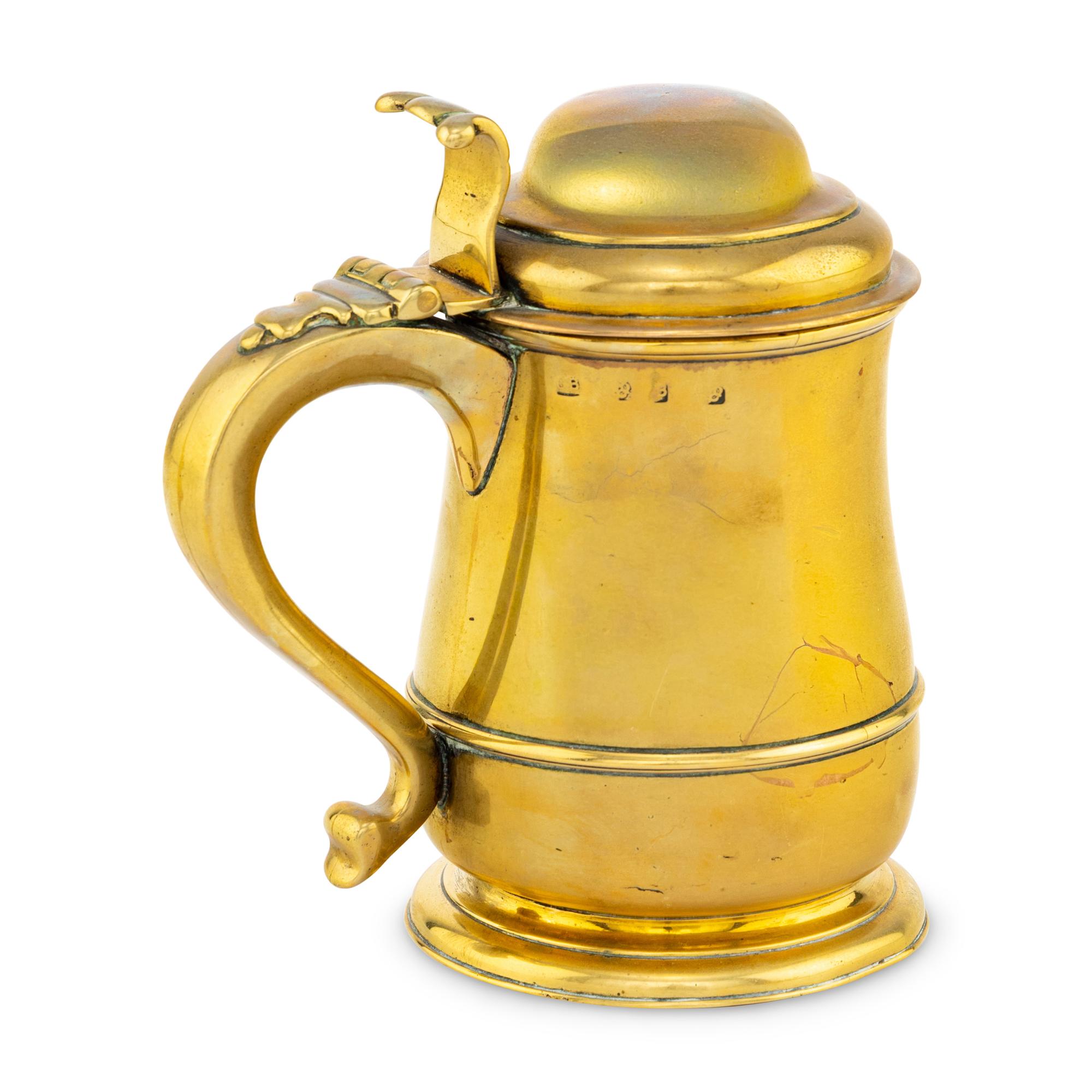 A George II Brass Covered Tankard