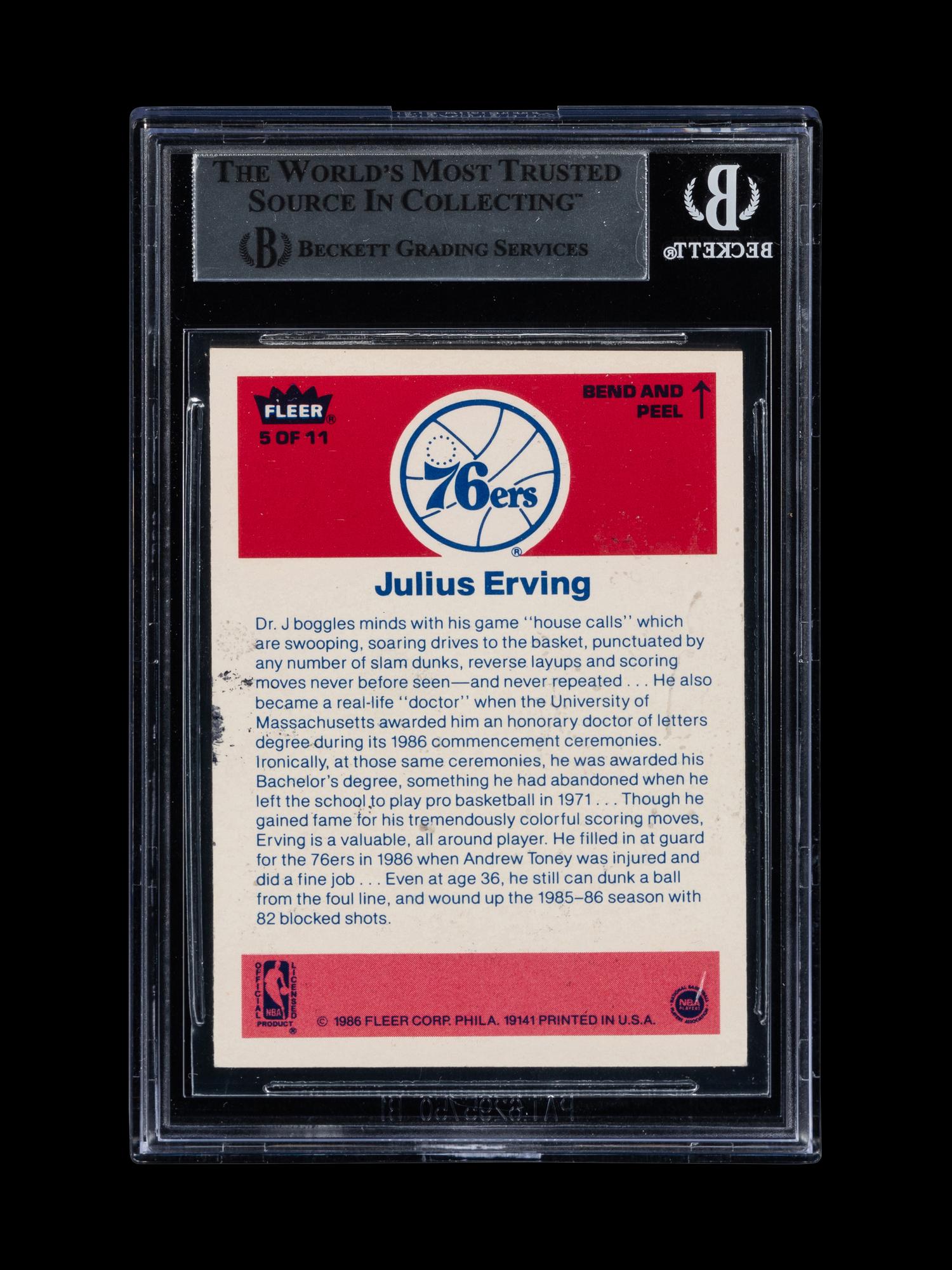 A 1986 Fleer Julius Erving Signed Basketball Sticker No. 5 (Beckett Authentication Services BAS Certified)