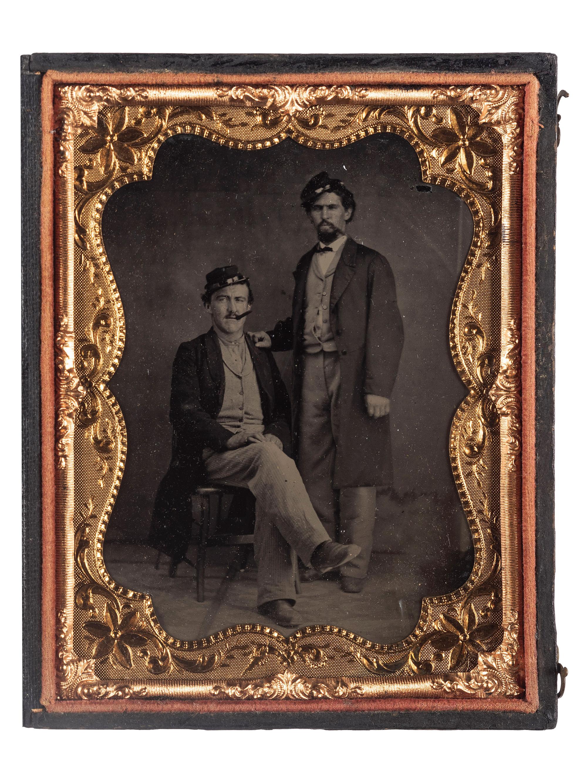 [CIVIL WAR]. A quarter plate ambrotype and full plate tintype of Civil War soldiers, comprising: