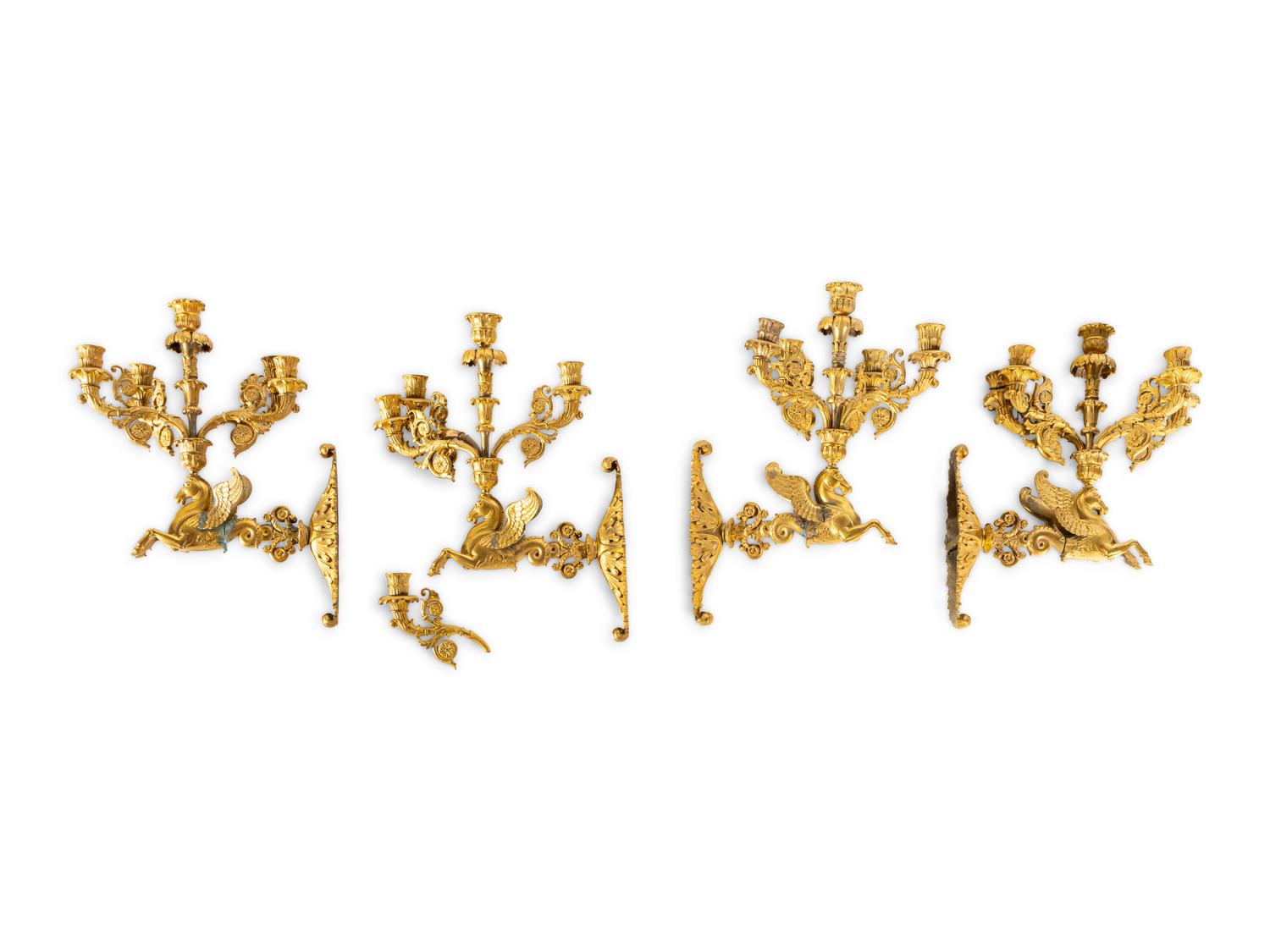A Set of Four Louis Philippe Gilt Bronze Five-Light Sconces