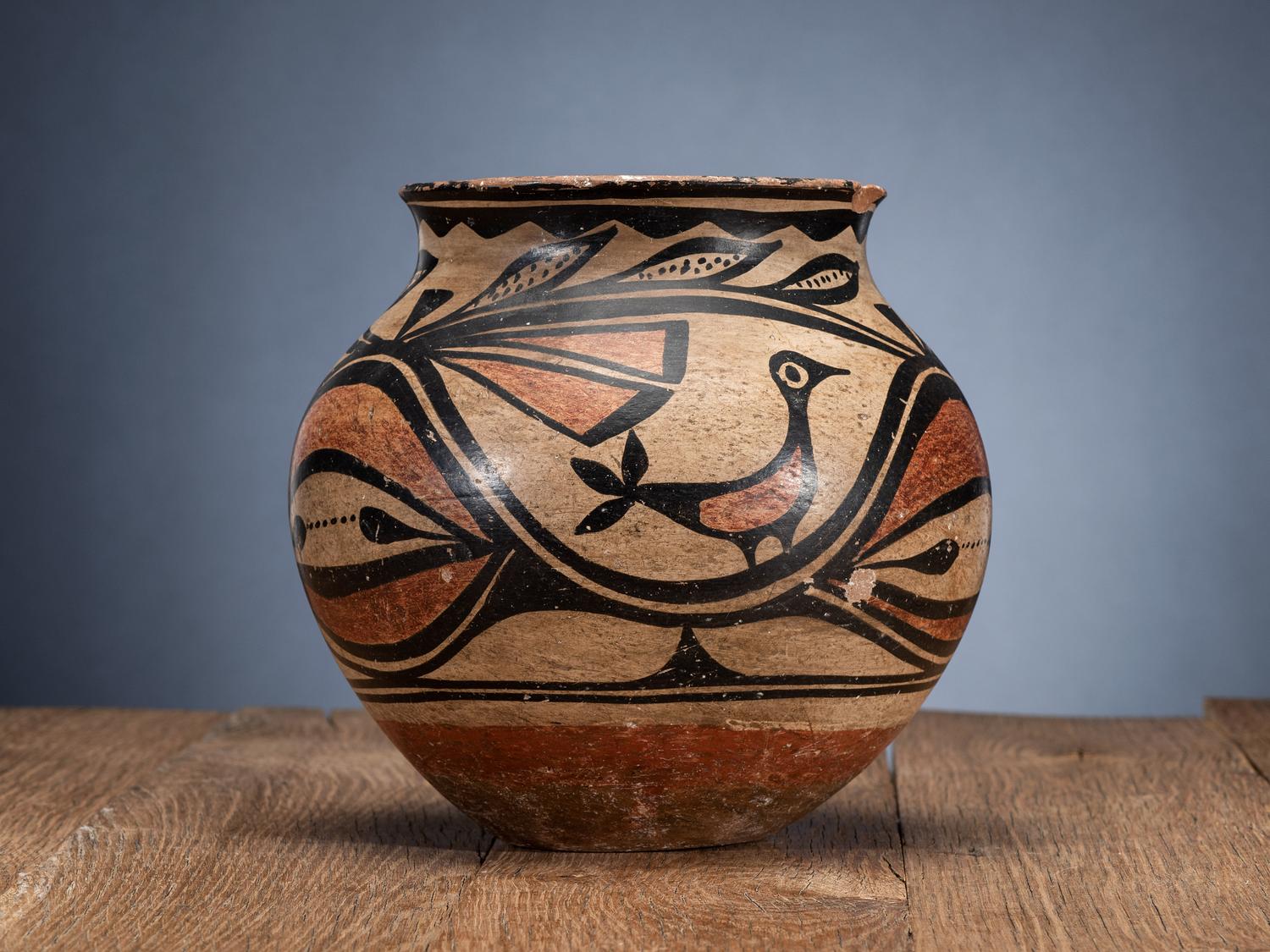 Kewa Polychrome Pottery Jar, with Birds