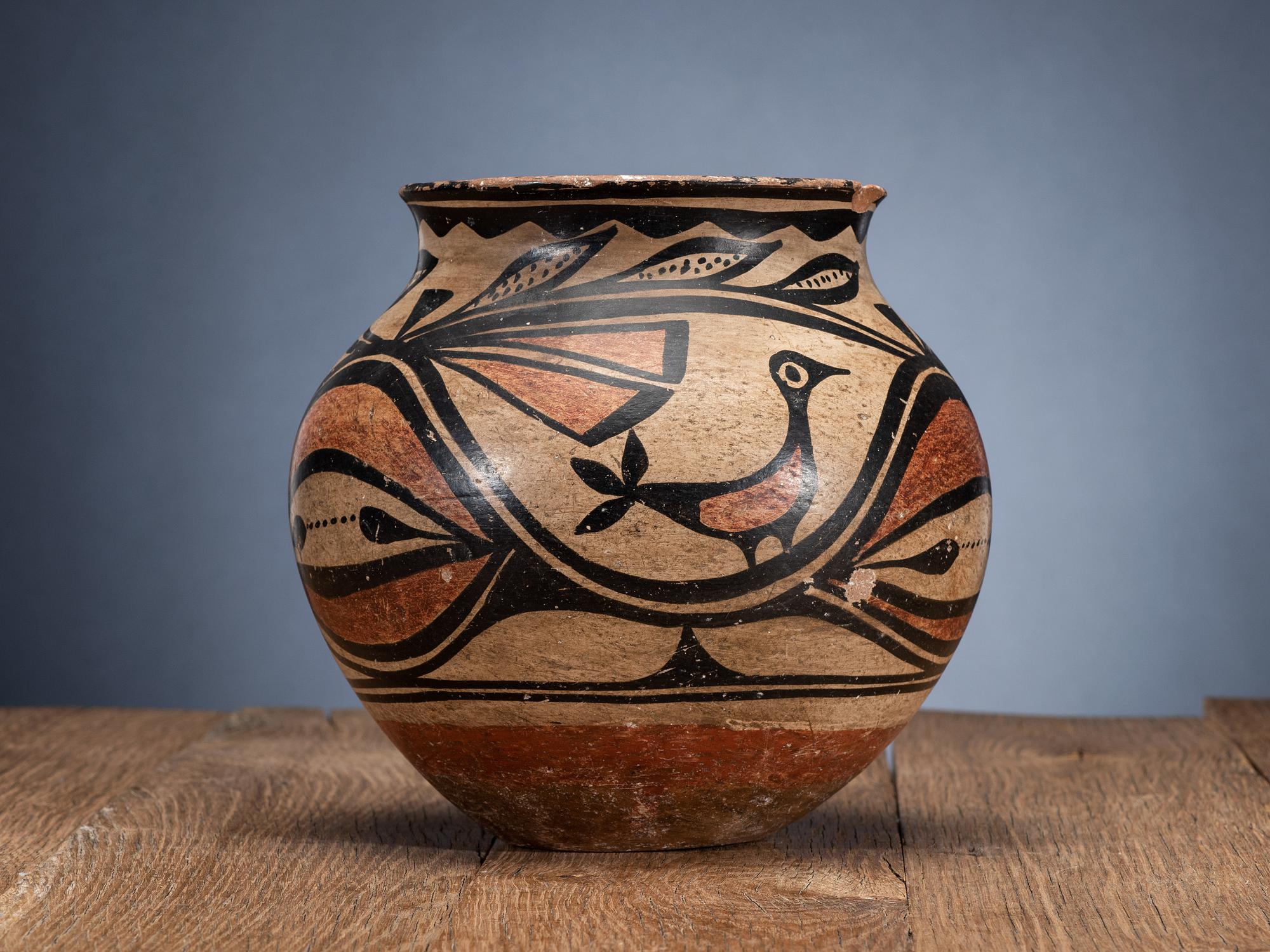 Kewa Polychrome Pottery Jar, with Birds