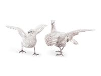 A Pair of Silver Pheasant Table Ornaments