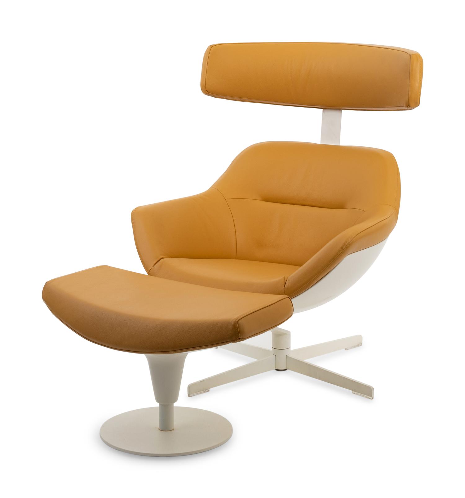 A Post Modern Leather Upholstered Lounge Chair and Ottoman — 21ST CENTURY