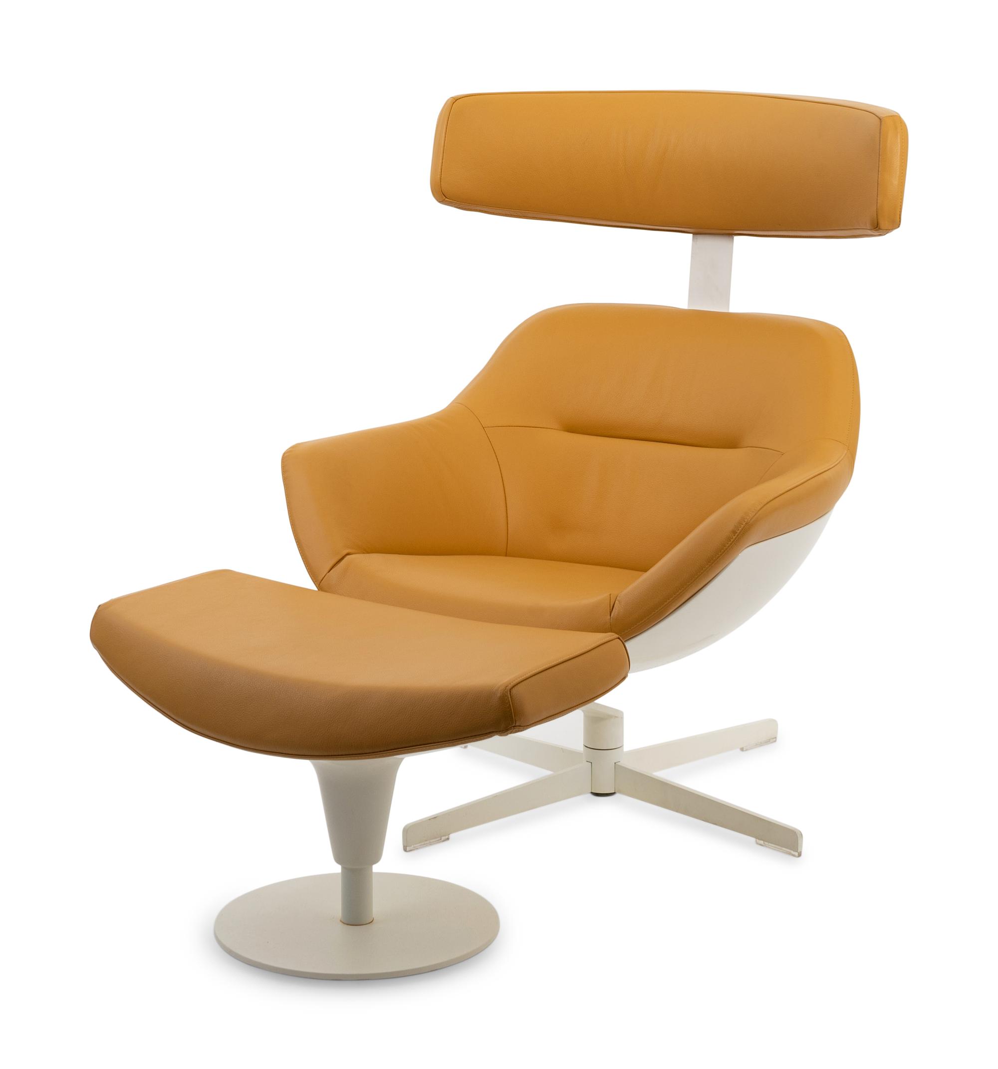 A Post Modern Leather Upholstered Lounge Chair and Ottoman — 21ST CENTURY