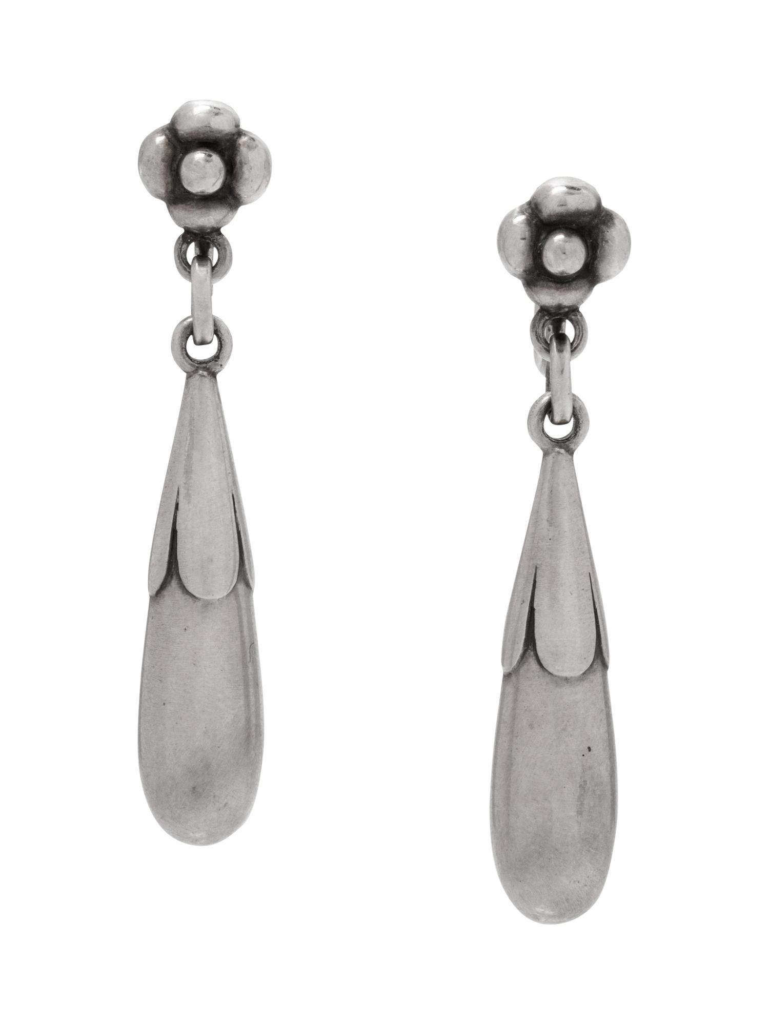 A Pair of Sterling Silver Earclips, Georg Jensen,