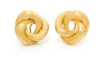 A Pair 18 Karat Yellow Gold Earclips, 9.15 dwts.