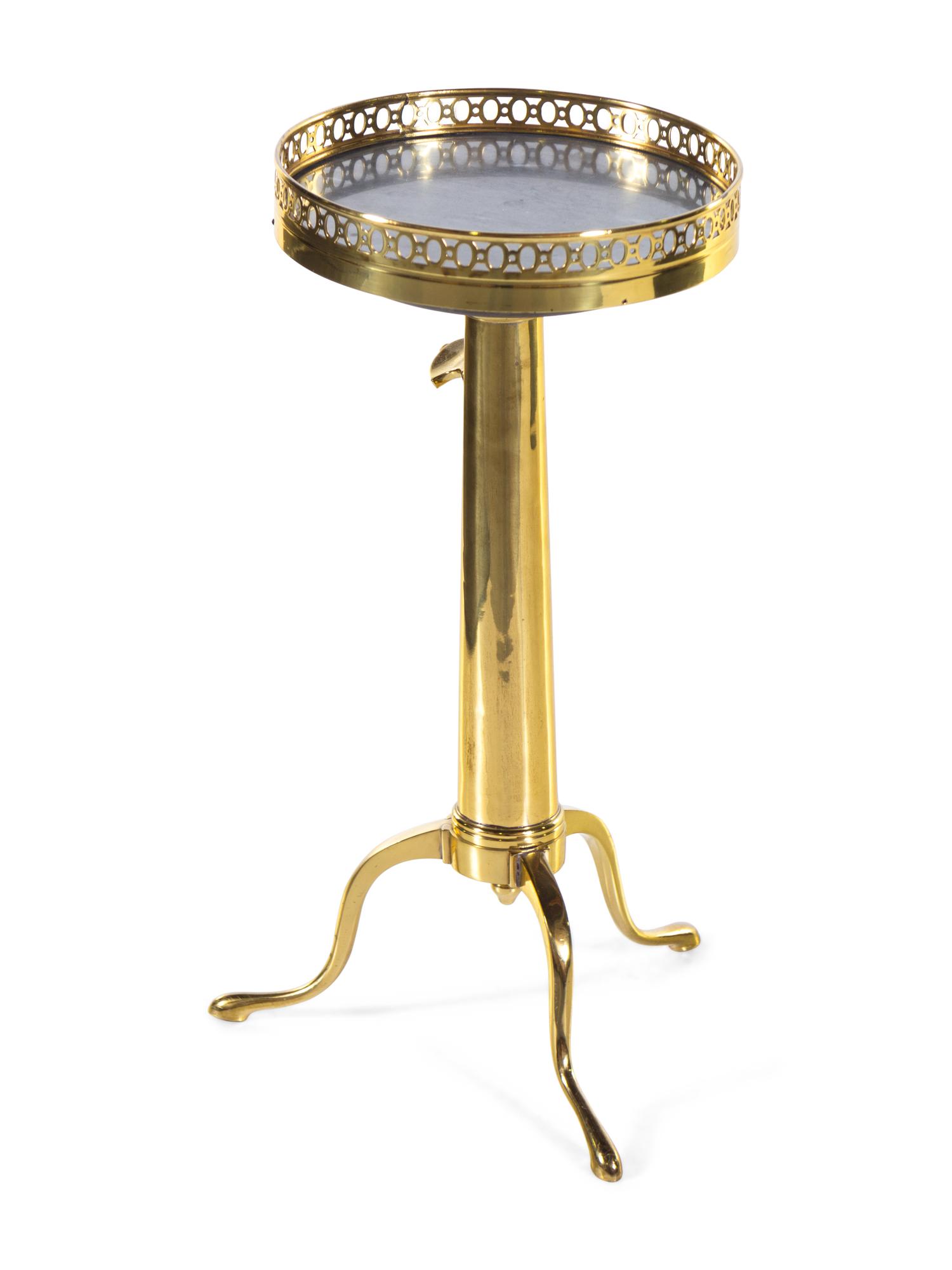 A Directoire Brass Telescopic Guéridon with an Inset Marble Top
