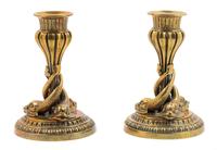 A Pair of Gilt Bronze Candlesticks Height 6 inches. — 19TH CENTURY