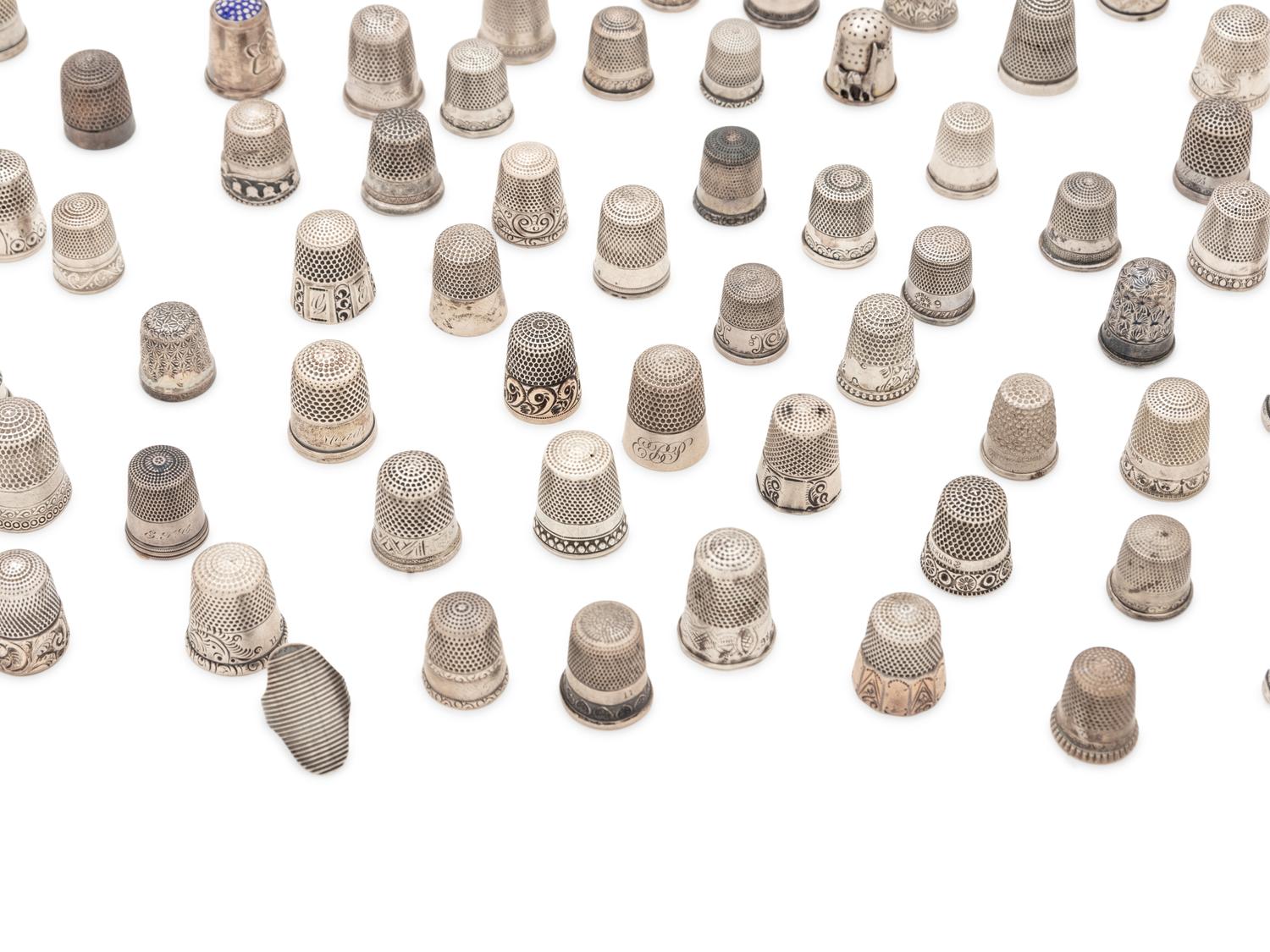 A Collection of Silver and Silvered Metal Thimbles