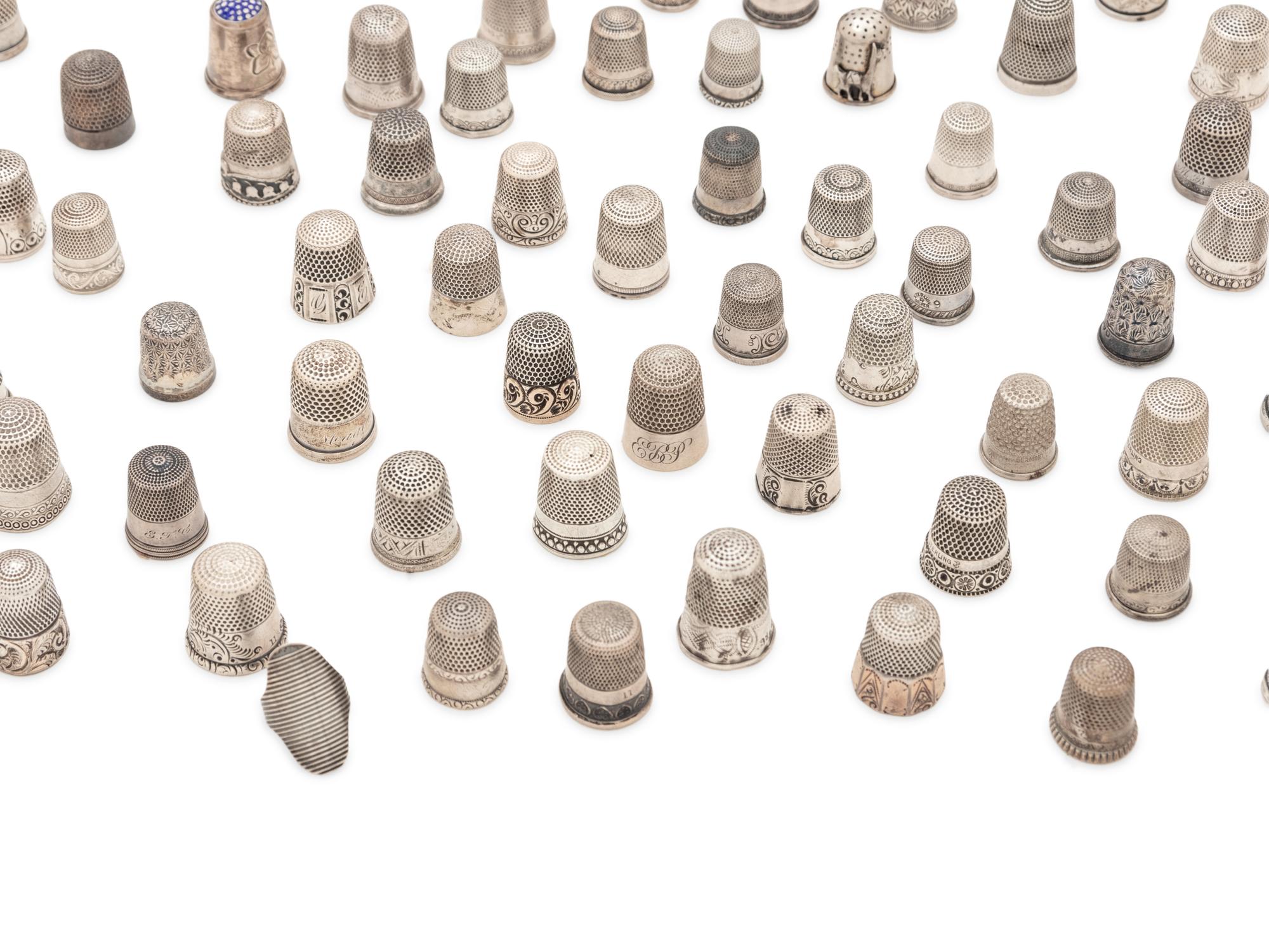 A Collection of Silver and Silvered Metal Thimbles