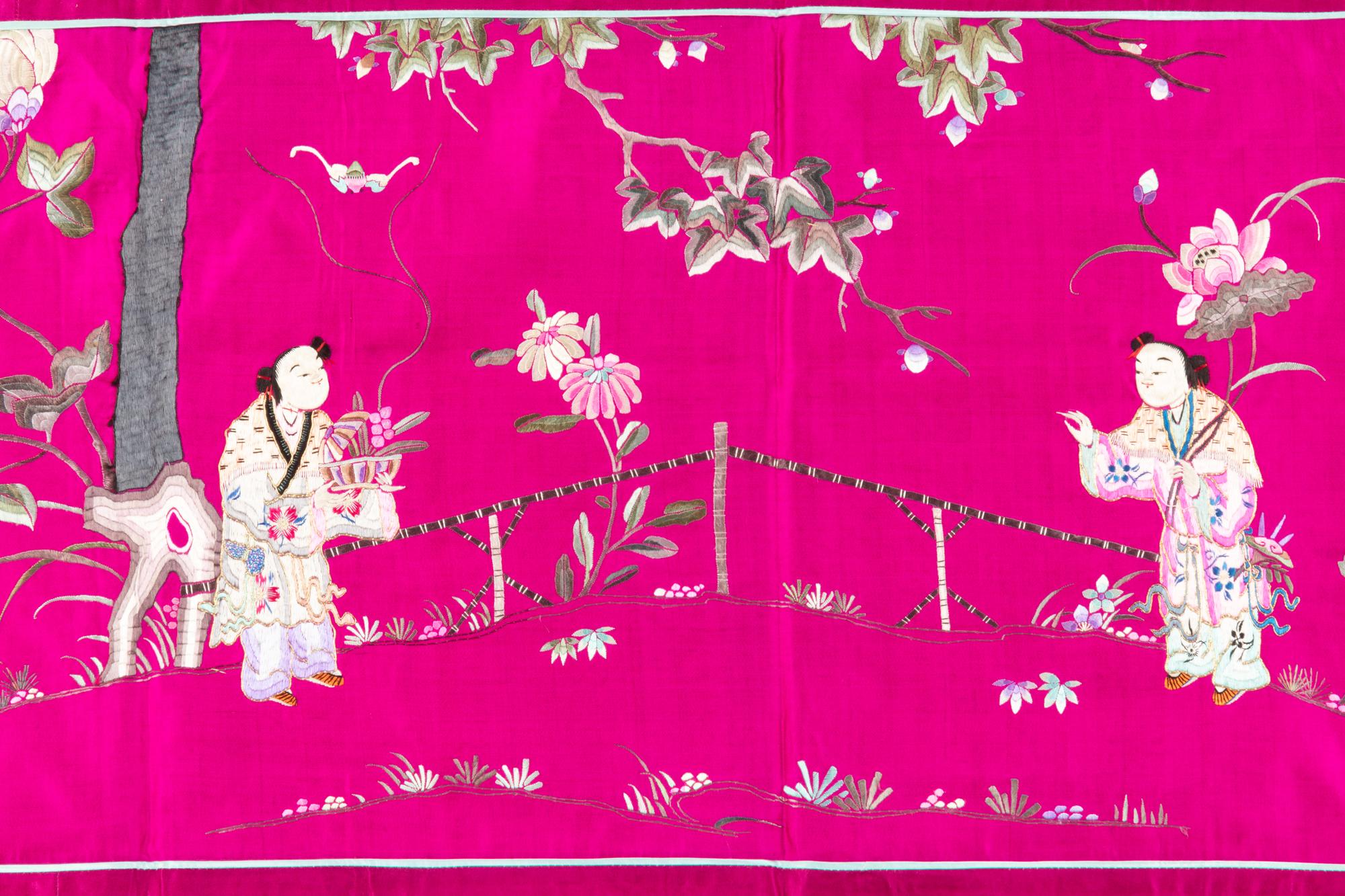 Twelve Embroidered Silk Panels