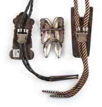 Navajo Silver an Turquoise Bolo Ties and Butterfy Pin