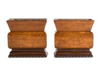 A Pair of Art Deco Burl Walnut Planters