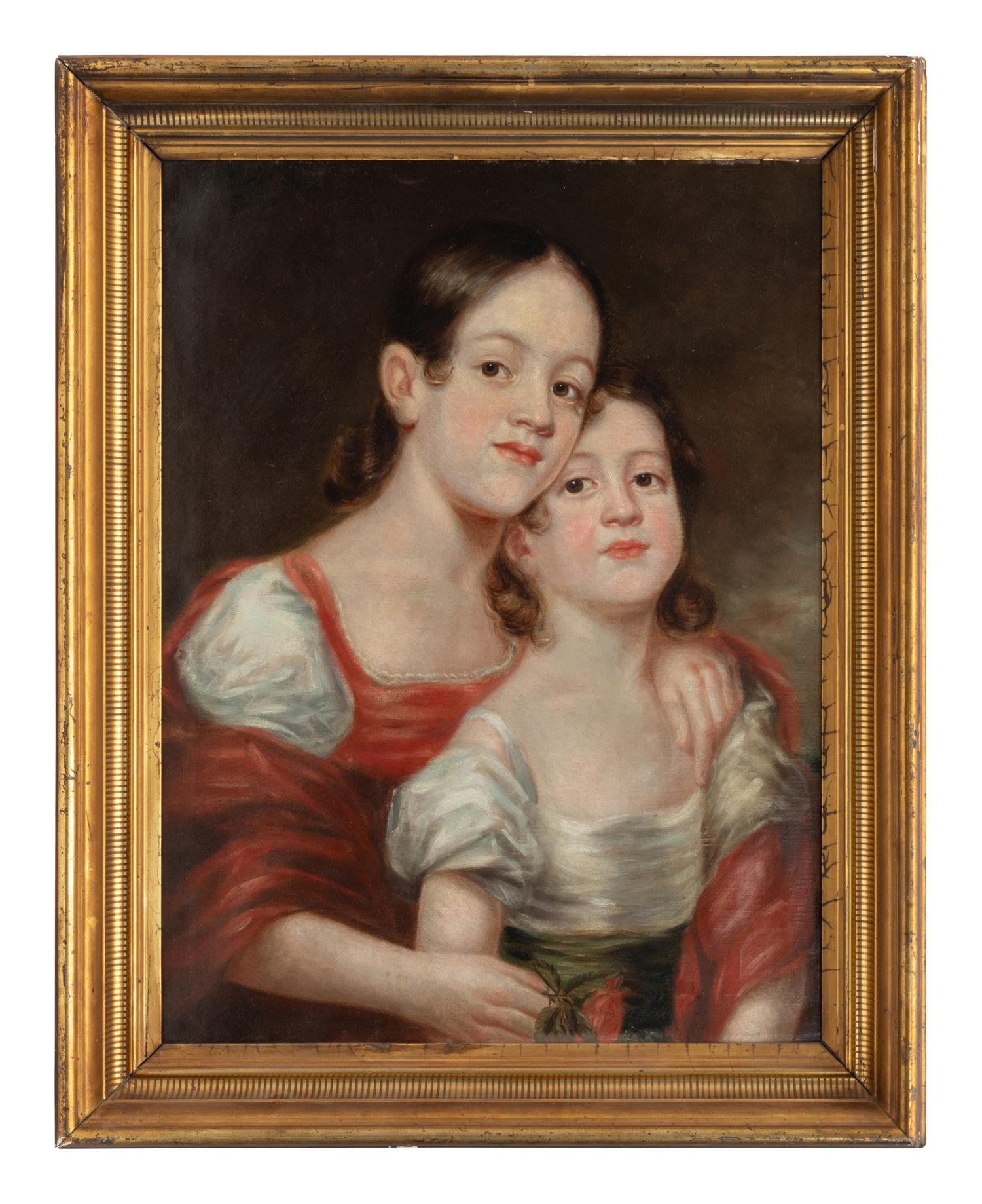 American School 19th Century, A Portrait of Two Girls