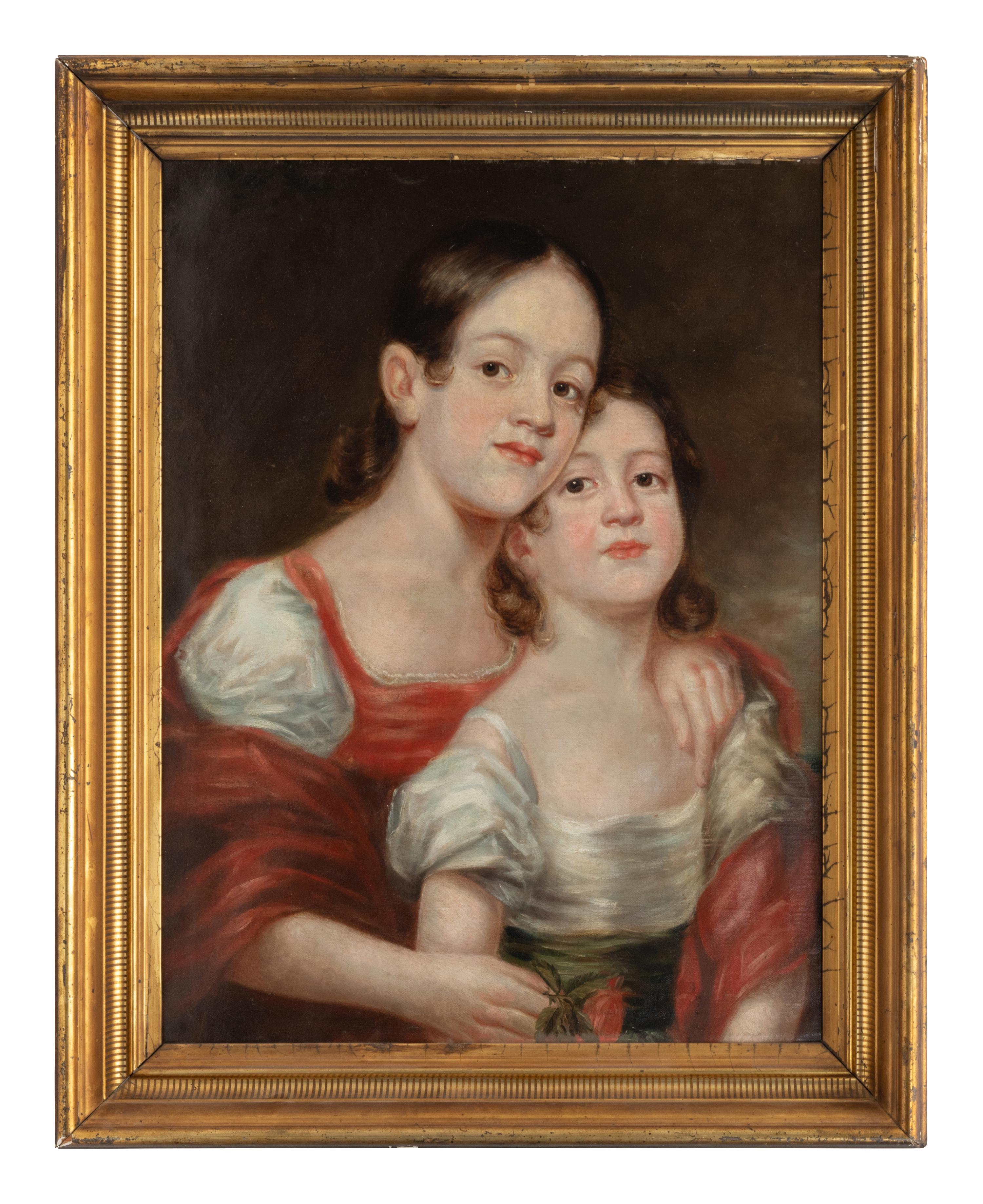 American School 19th Century, A Portrait of Two Girls