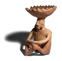 A Colima Terracotta Seated Figure with Bowl Head
