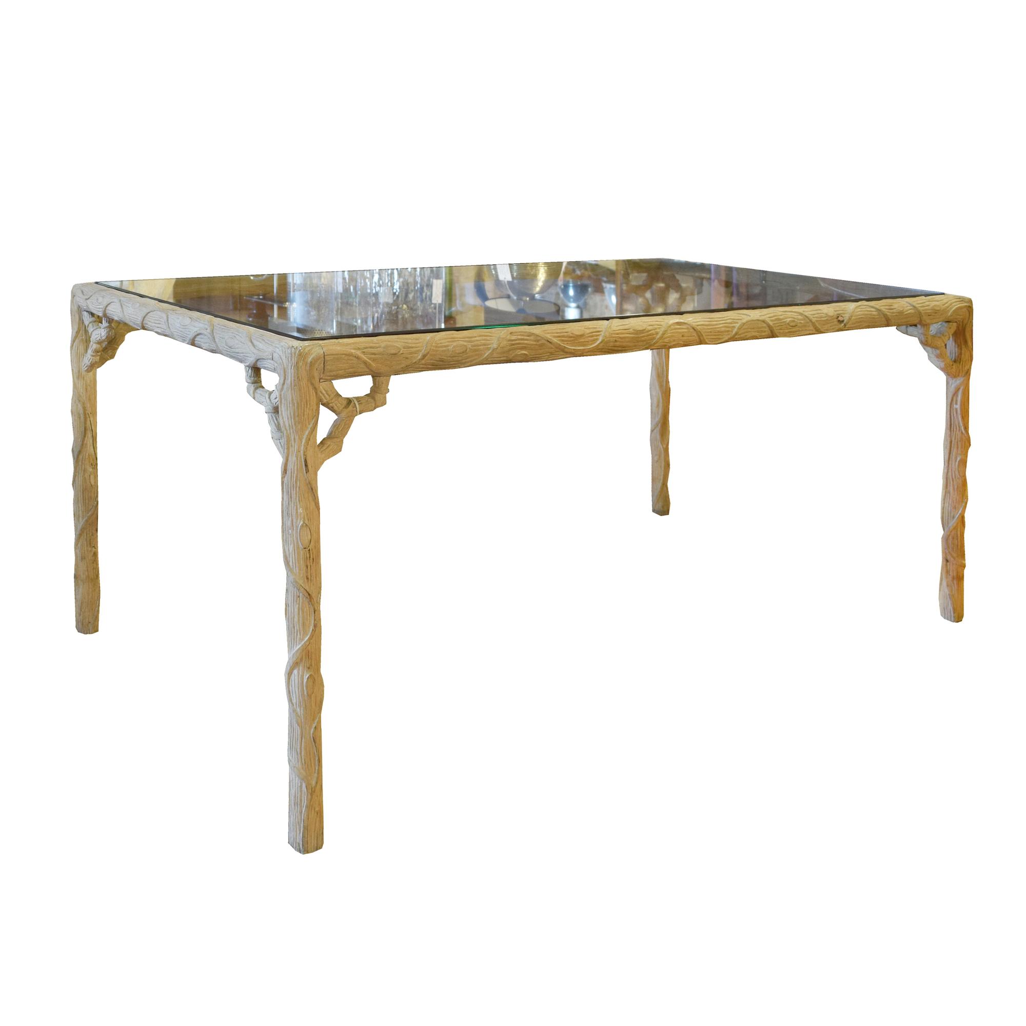 A Carved Wood Faux Bois Table 66.5" W x 53" D x 28.5" H — France, Mid-20th Century