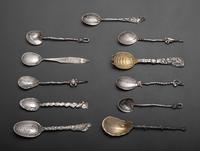 Eleven American Marine Decorated Silver Spoons