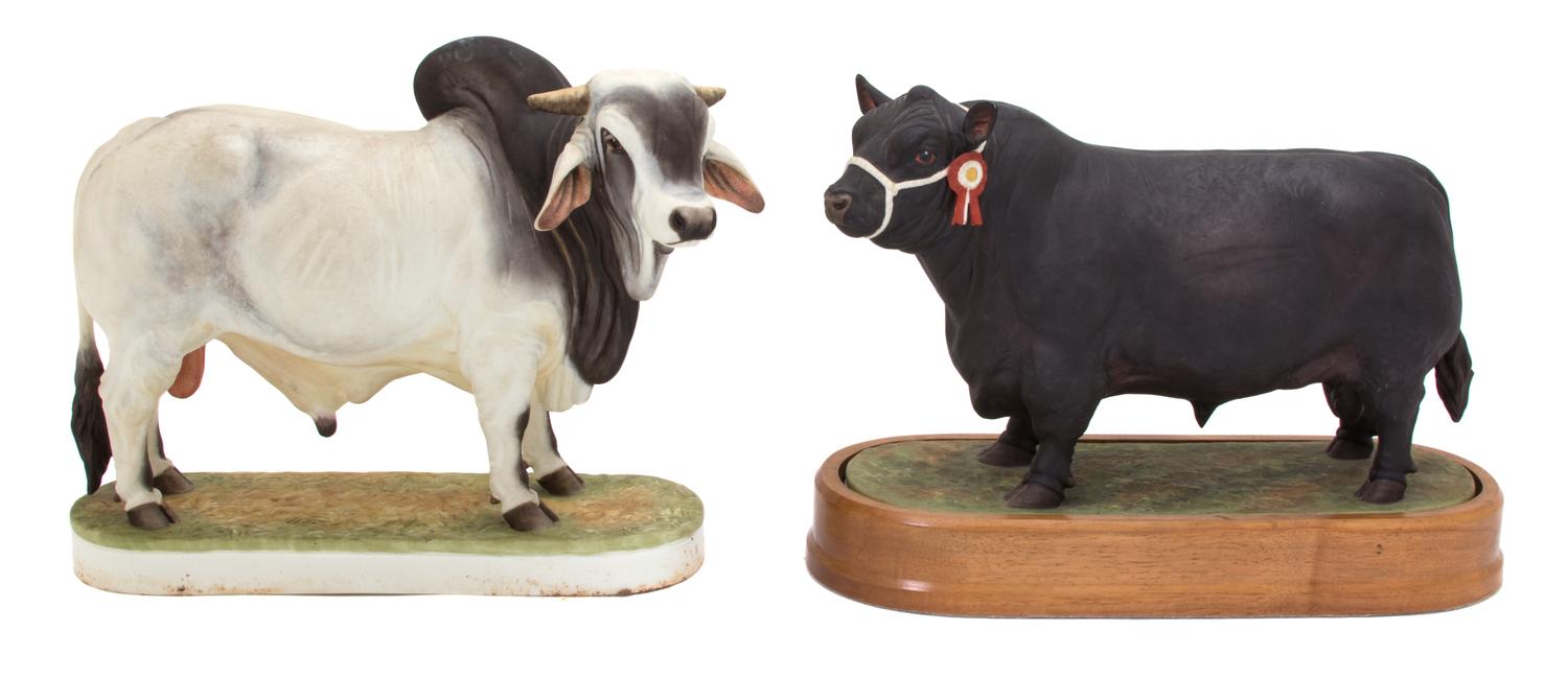 Two Royal Worcester Porcelain Bulls Height 8 inches. — 20TH CENTURY