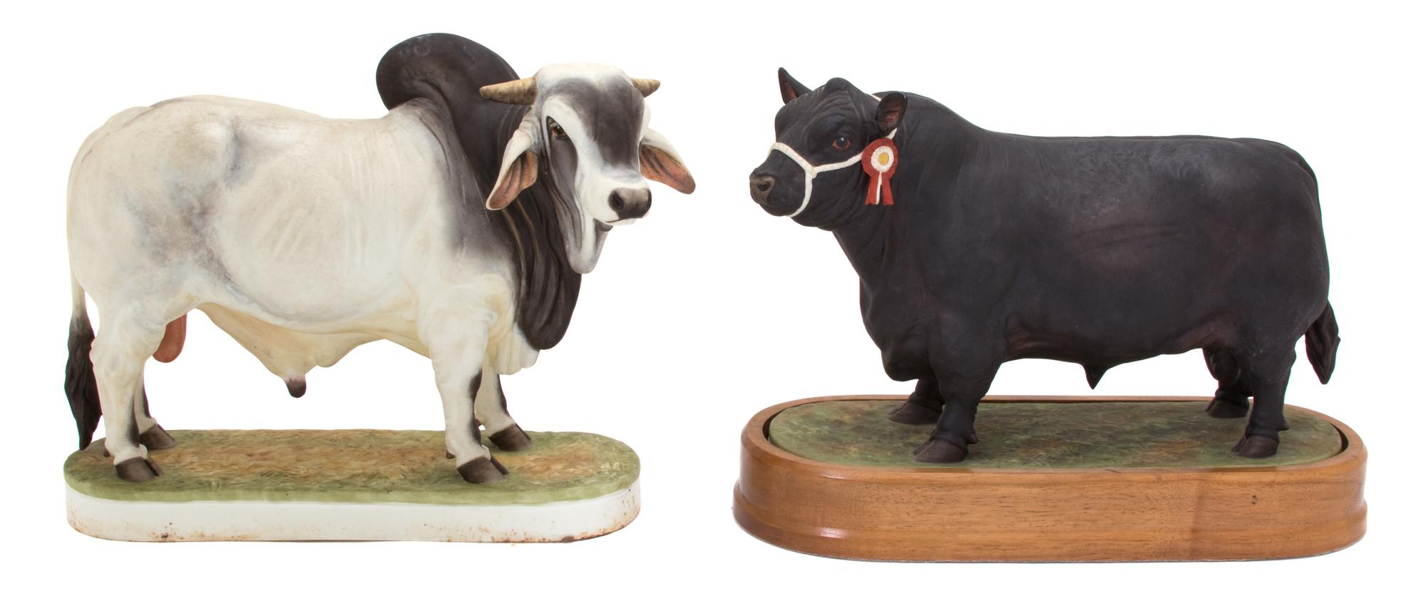 Two Royal Worcester Porcelain Bulls Height 8 inches. — 20TH CENTURY