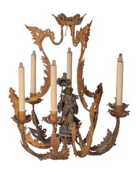 A Louis XV Style Bronze and Gilt Metal and Bronze Six-Light Chandelier — 19TH CENTURY
