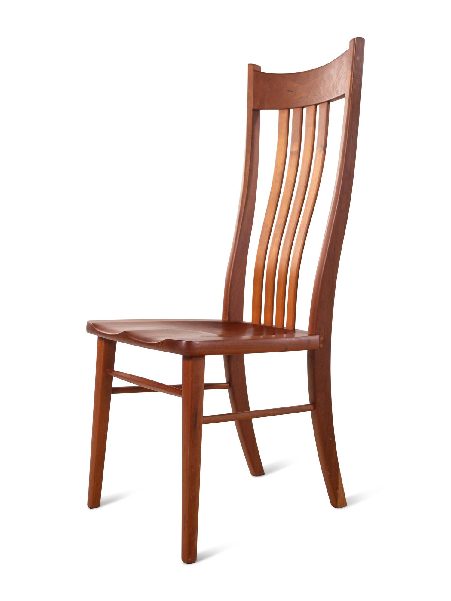 A Set of Eight Gary Weeks Studio Cherrywood Dining Chairs