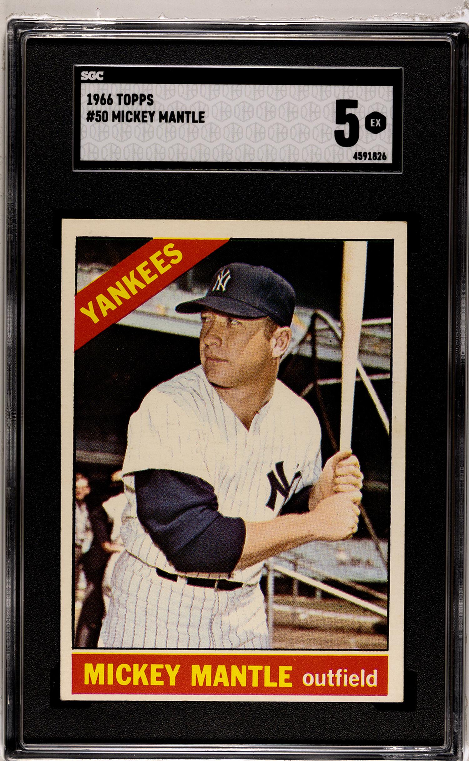 A 1966 Topps Mickey Mantle Baseball Card No. 50 (SGC 5 EX)