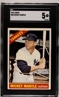 A 1966 Topps Mickey Mantle Baseball Card No. 50 (SGC 5 EX)