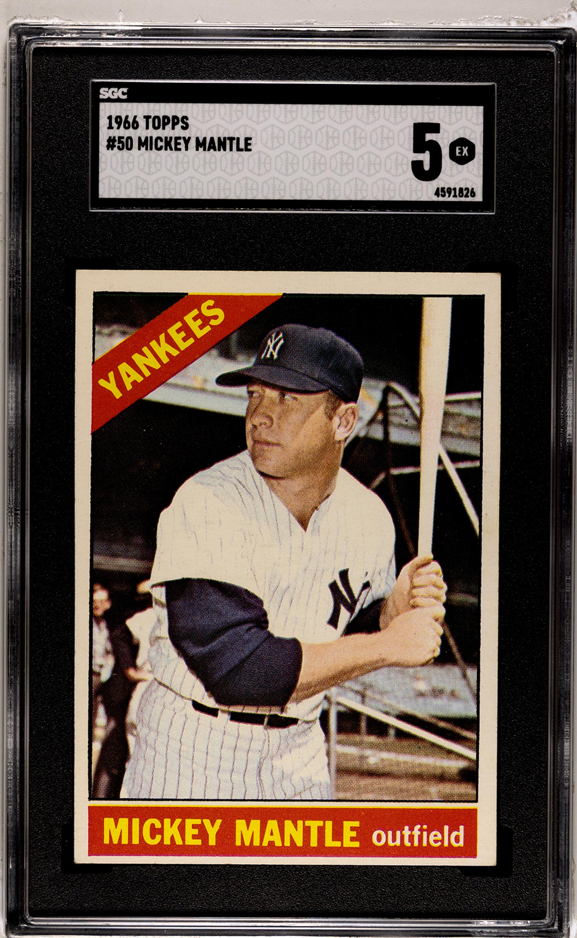A 1966 Topps Mickey Mantle Baseball Card No. 50 (SGC 5 EX)