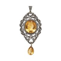 SILVER-TOPPED GOLD, CITRINE AND DIAMOND PENDANT