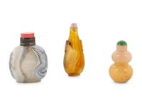 Three Chinese Agate Snuff Bottles